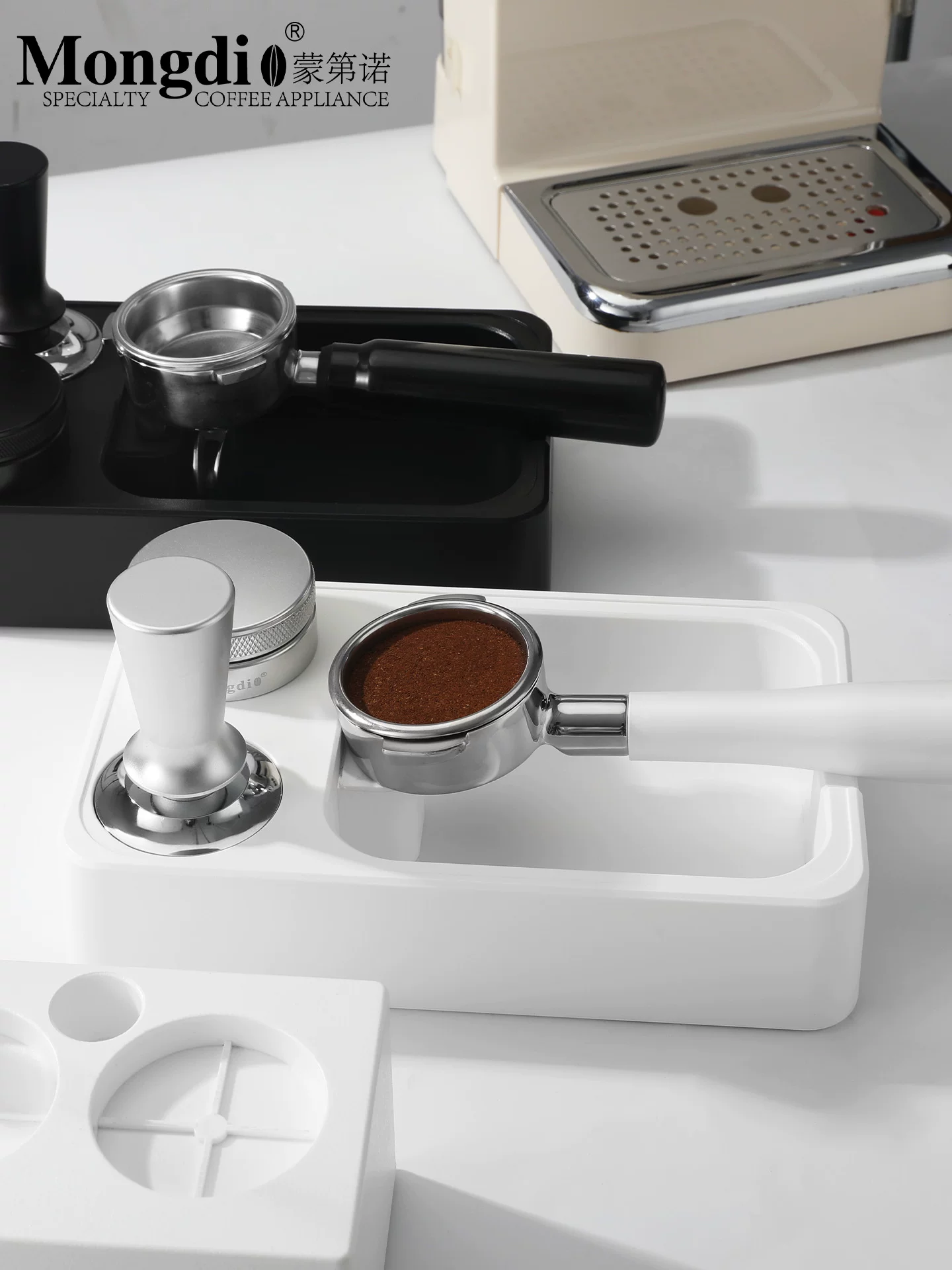 Bộ dụng cụ pha cà phê Mongdio có đế, dụng cụ nén cà phê, bộ ba món, hộp đựng bã cà phê, dụng cụ pha cà phê, bộ đầy đủ