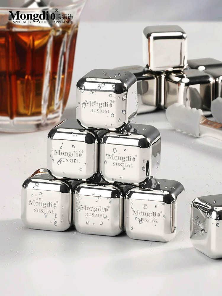 Mongdio304 khuôn làm đá bằng thép không gỉ làm đá viên đông lạnh nhanh chóng thực phẩm gia dụng đá rượu đá kim loại thép đá viên