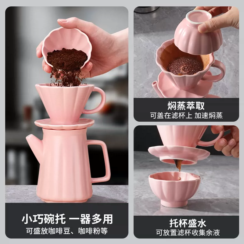 Bộ ấm pha cà phê thủ công Mongdio, máy pha cà phê xay bằng tay, cốc lọc cà phê bằng gốm quay tay, bộ dụng cụ pha cà phê hoàn chỉnh