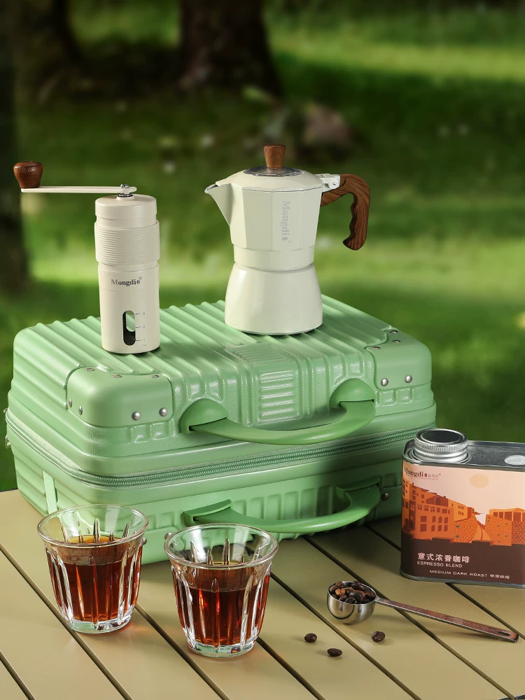 Máy pha cà phê Mongdio Moka pot hai van, thiết bị pha cà phê ngoài trời, máy pha cà phê di động, bộ dụng cụ pha cà phê