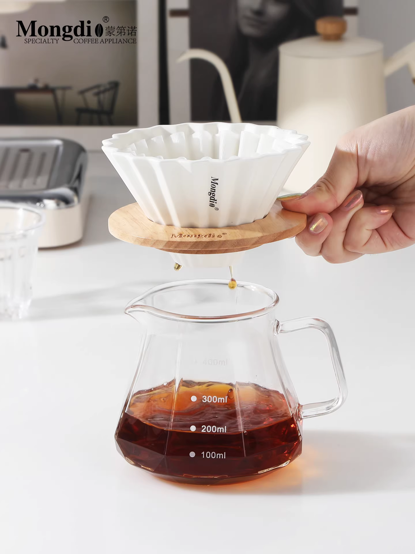 Bộ lọc cà phê Mongdio, cốc lọc bánh, cốc lọc gốm origami, cốc lọc V60, phễu lọc, bộ pha cà phê thủ công