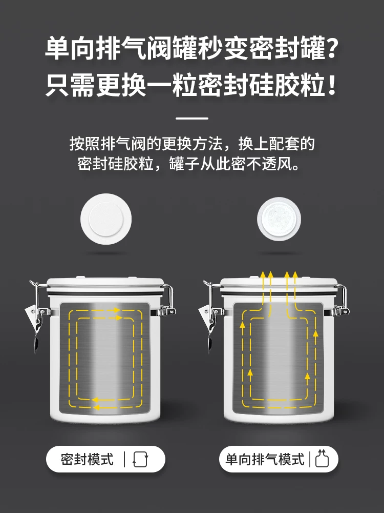 Hộp đựng cà phê bằng thép không gỉ Mongdio, kín khí, có van một chiều, hộp bảo quản cà phê hạt