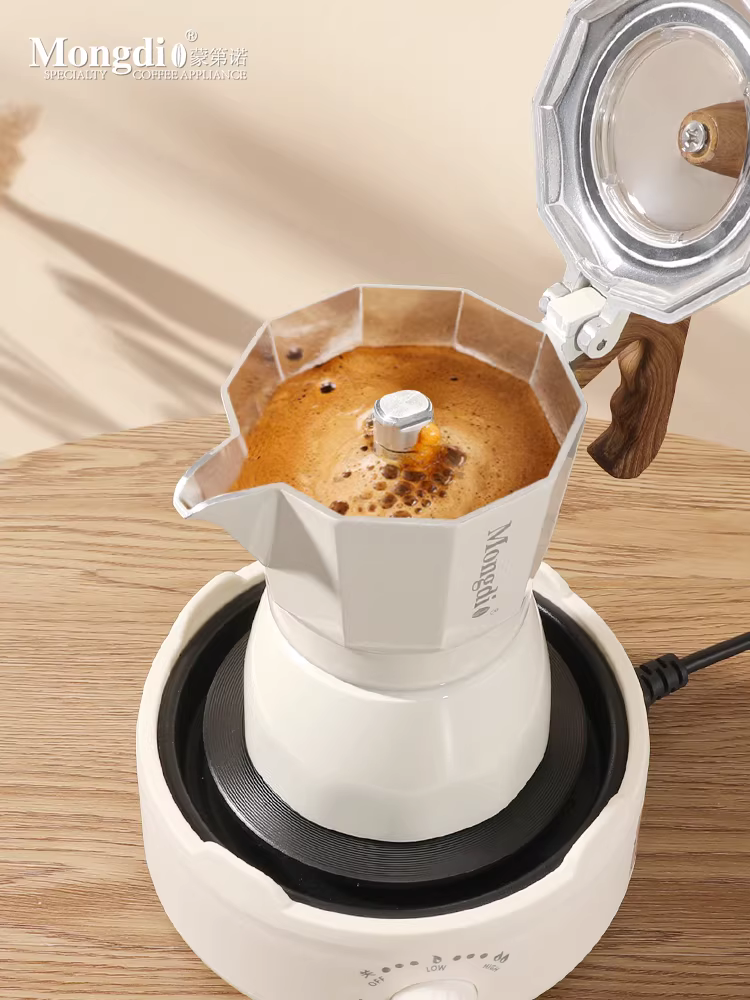Máy pha cà phê moka pot hai van Mongdio, máy xay cà phê bằng tay, máy pha cà phê quay tay, bộ dụng cụ pha cà phê ngoài trời di động, bộ dụng cụ cắm trại