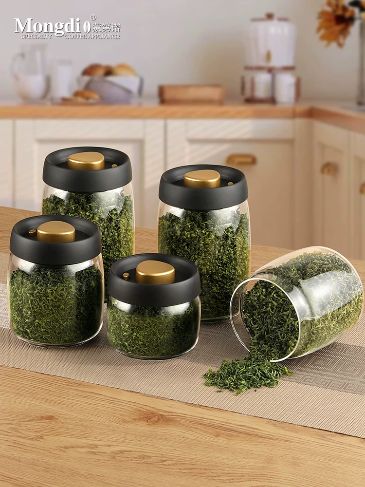 Hộp đựng trà Mongdio, lọ thủy tinh kín khí, lọ đựng trà, hộp đựng trà gia dụng, hộp đựng trà thơm