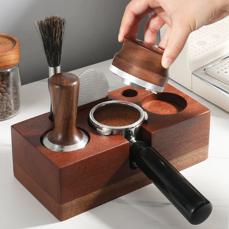 Bộ dụng cụ đầm cà phê Mongdio, máy pha cà phê Ý, dụng cụ phân phối 51/58mm, bộ ba gồm đầm cà phê và búa.