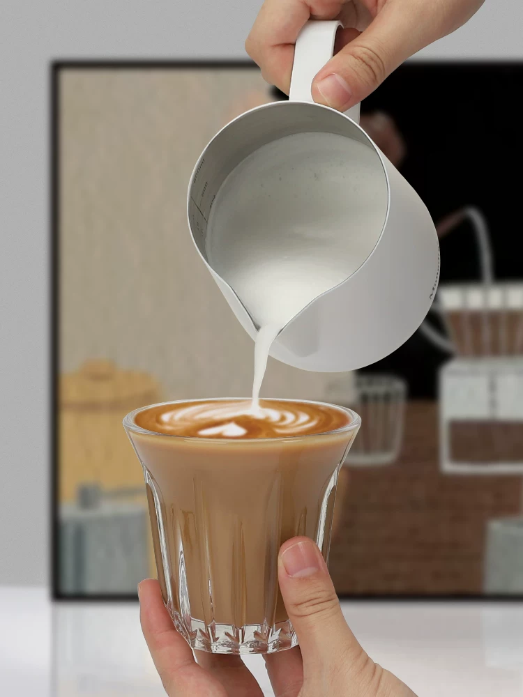 Bình tạo bọt sữa, cốc tạo hình latte art, bình sữa cà phê bằng thép không gỉ, dụng cụ tạo hình latte art chuyên nghiệp, có vòi nhọn.
