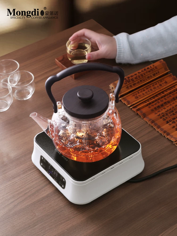 Bộ ấm trà thủy tinh Mongdio mẫu mới 2024, bộ pha trà gia dụng, bếp điện gốm sứ, ấm trà chuyên dụng để pha trà
