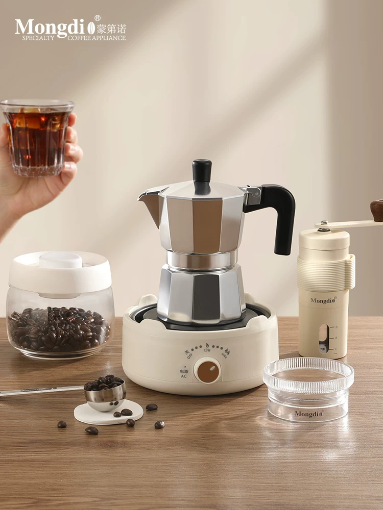 Bộ ấm pha cà phê Mongdio Moka để pha cà phê tại nhà, máy pha cà phê espresso nhỏ để chiết xuất cà phê mocha.