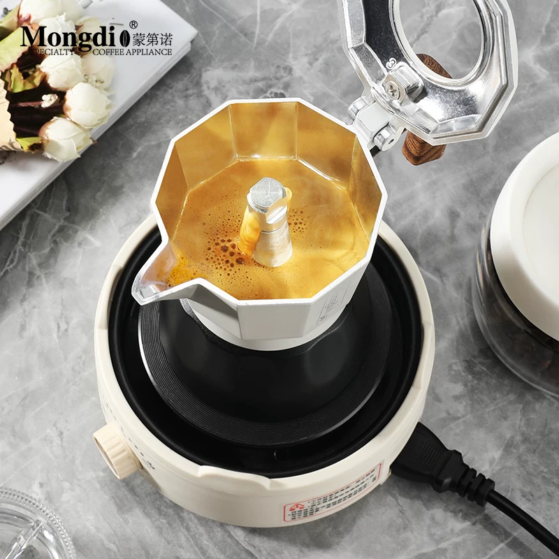 Máy pha cà phê moka pot hai van Mongdio thế hệ thứ ba, máy pha cà phê espresso nhỏ gia dụng, bộ pha cà phê thủ công