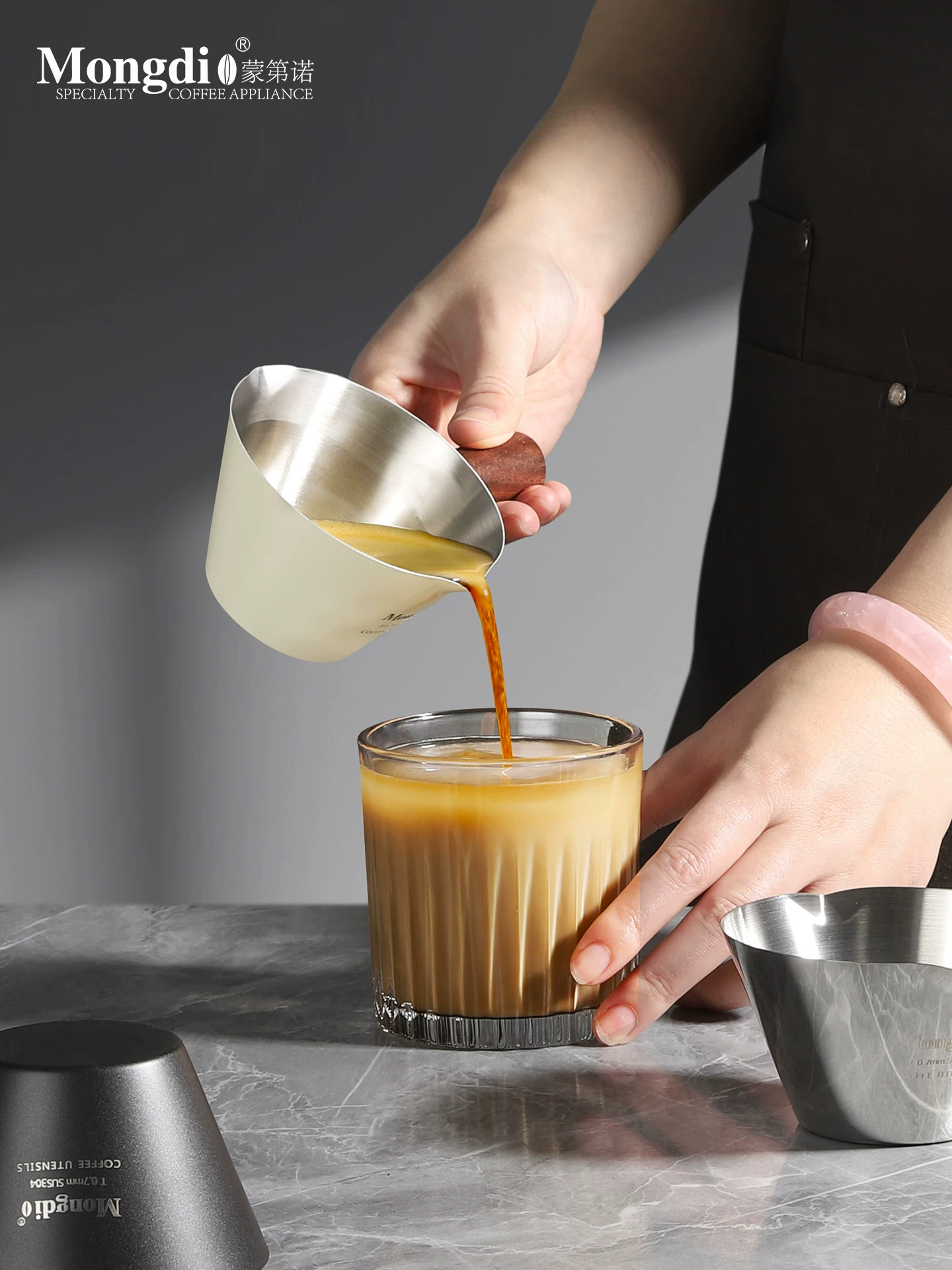 Mongdio cà phê chiết xuất cốc thép không gỉ cốc espresso cốc cà phê máy pha cà phê espresso cốc chất lỏng cốc đo sữa bình sữa