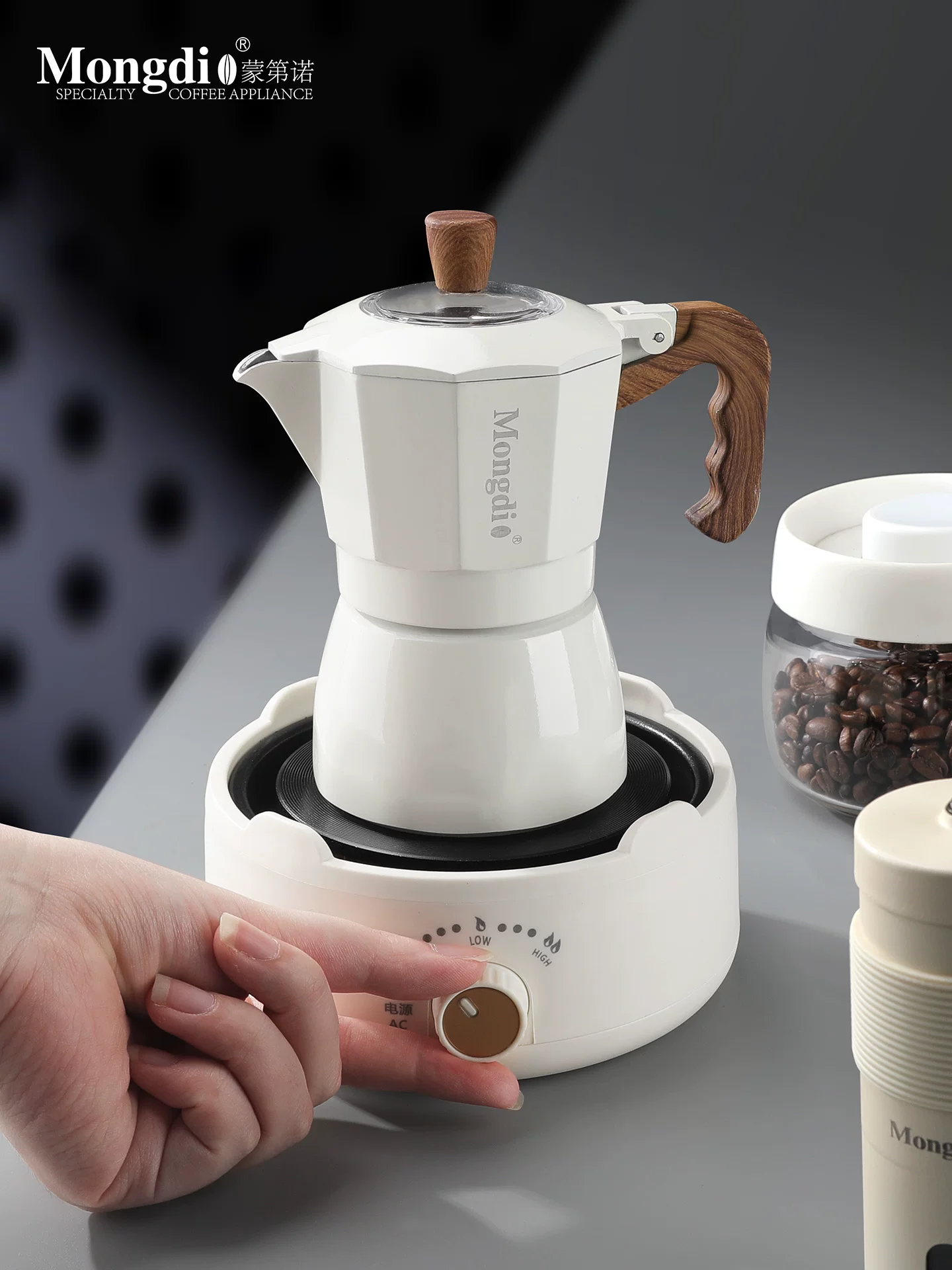 Bộ pha cà phê Moka pot hai van Mongdio, máy pha cà phê espresso để pha cà phê tại nhà, ấm pha cà phê Moka nhỏ gọn