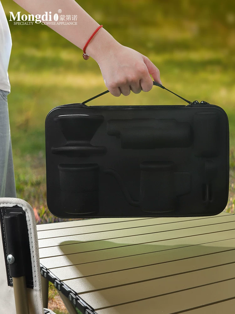 Bộ ấm pha cà phê thủ công Mongdio ngoài trời di động du lịch cắm trại thiết bị pha cà phê bộ lưu trữ ấm cà phê