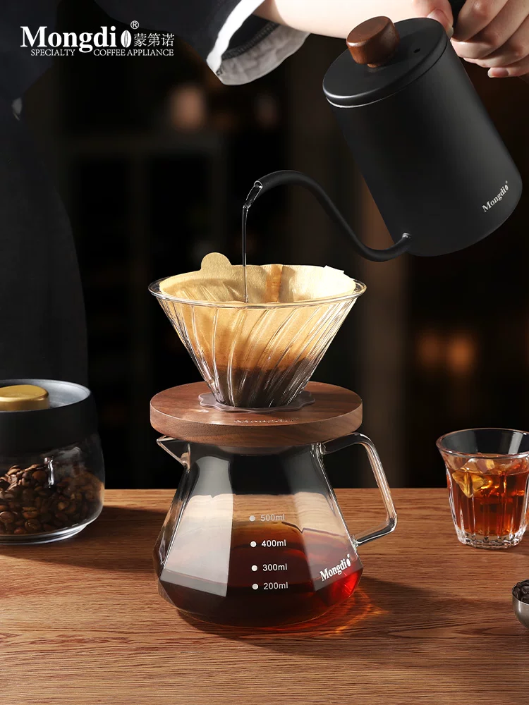 Bộ pha cà phê Pour-over Mongdio V60, cốc lọc cà phê, ấm pha cà phê, ấm chia sẻ, bộ pha cà phê bằng thủy tinh