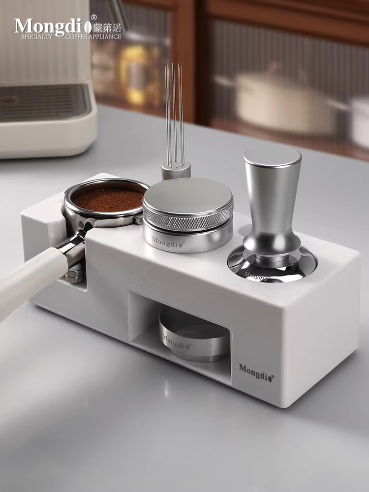 Bộ dụng cụ nén cà phê Mongdio, bộ ba món gồm đế nén, búa nén, phụ kiện và dụng cụ máy pha cà phê, bộ đầy đủ