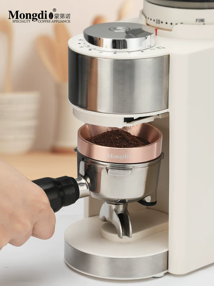 Vòng chắn bột cà phê từ tính chống bắn tung tóe Mongdio 51mm 58mm, dụng cụ phân phối bột cà phê cho máy pha cà phê
