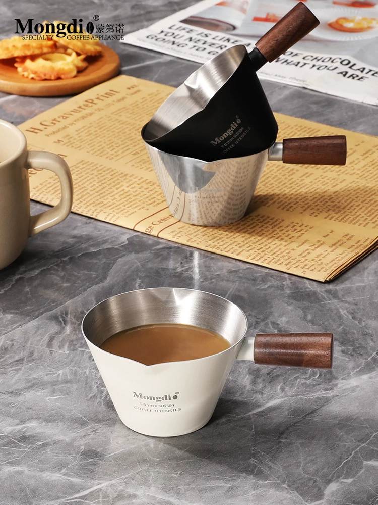 Cốc chiết xuất cà phê Mongdio cốc đo bằng thép không gỉ cốc espresso máy pha cà phê cốc đựng chất lỏng có cân bình sữa nhỏ