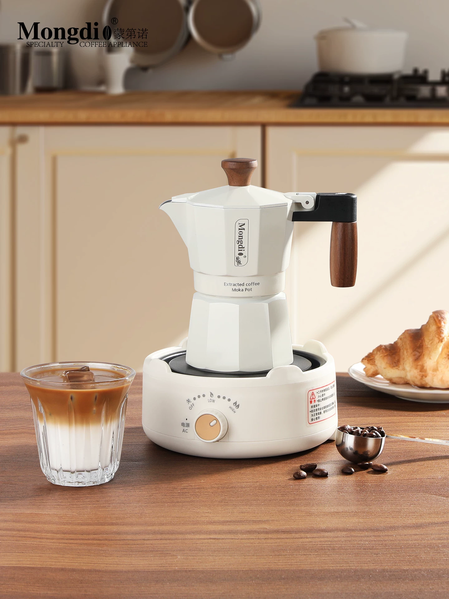 Máy pha cà phê moka hai van Mongdio, máy pha cà phê moka, máy pha cà phê thủ công, ấm pha cà phê, ấm chiết xuất cà phê, dụng cụ pha cà phê