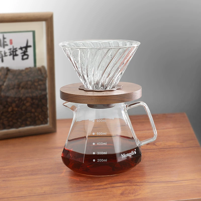 Bộ ấm pha cà phê thủ công Mongdio, bình chia sẻ bằng thủy tinh, cốc lọc, bộ lọc cà phê pha tại nhà V60