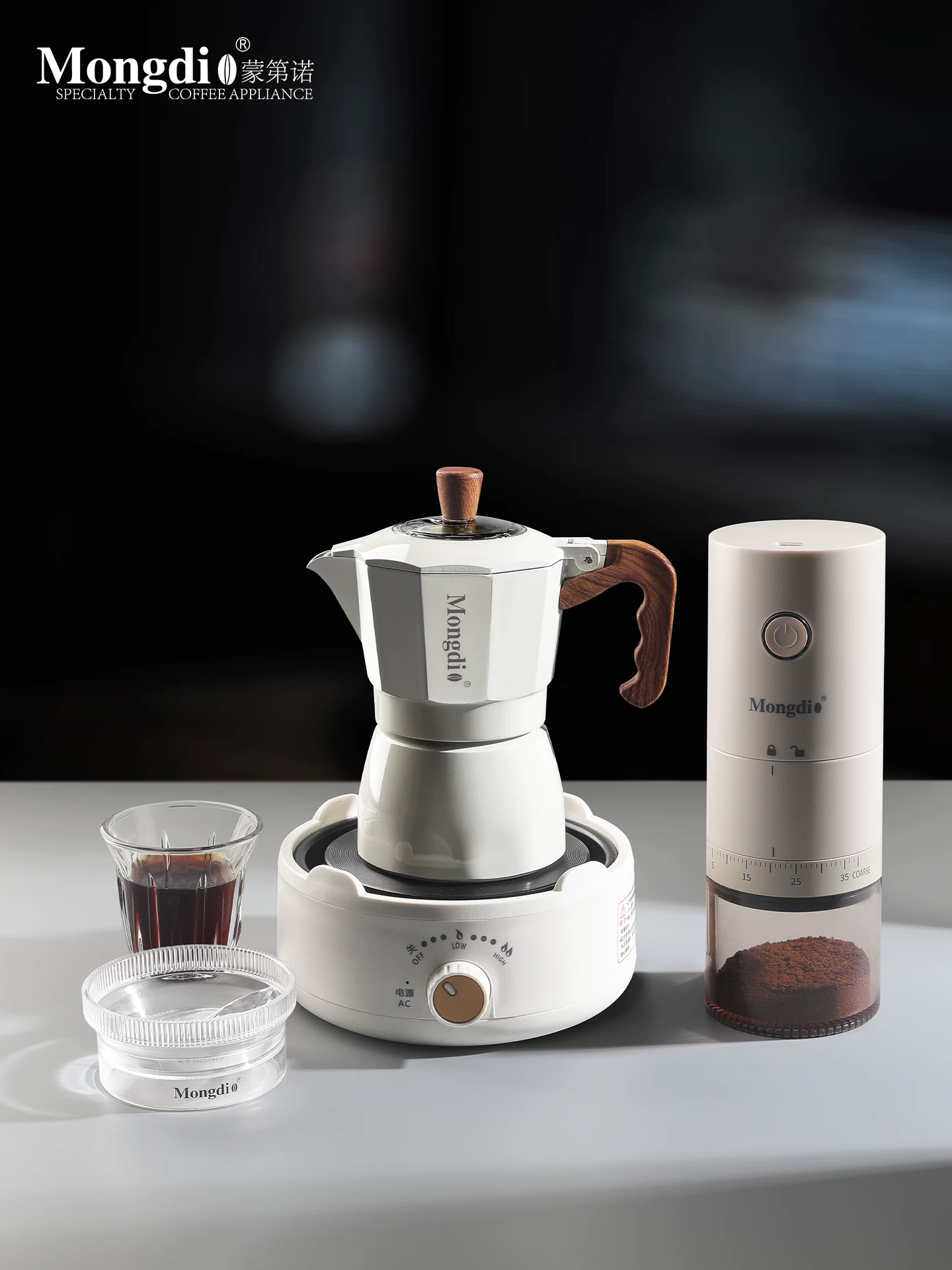 Bình pha cà phê moka van đôi Mongdio, bình pha cà phê moka gia đình nhỏ, bộ máy pha cà phê đặc biệt kiểu Ý