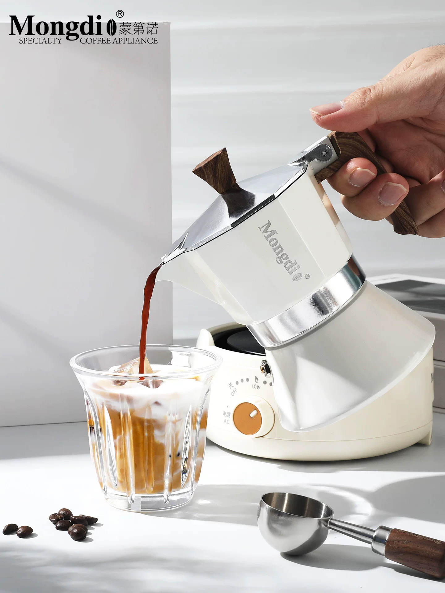 Mongdio Moka pot set hộp quà tặng bình cà phê espresso chiết xuất nồi máy xay cầm tay máy pha cà phê quà tặng sinh nhật