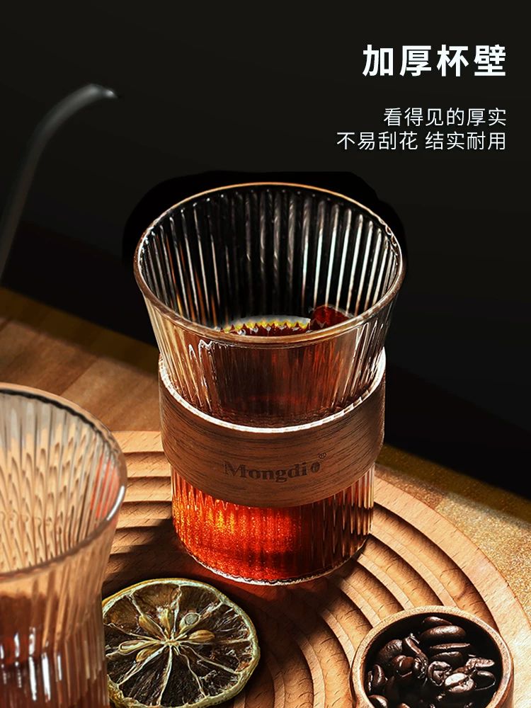 Cốc cà phê treo tai Mongdio, cốc sọc dọc gia dụng, cốc nước thủy tinh, cốc đặc biệt, cốc thủy tinh sọc dọc, cốc trà.