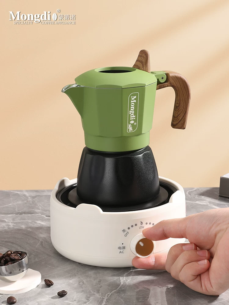 Máy pha cà phê moka pot hai van Mongdio thế hệ thứ ba 3.0, máy pha cà phê kiểu Ý, bộ pha cà phê thủ công