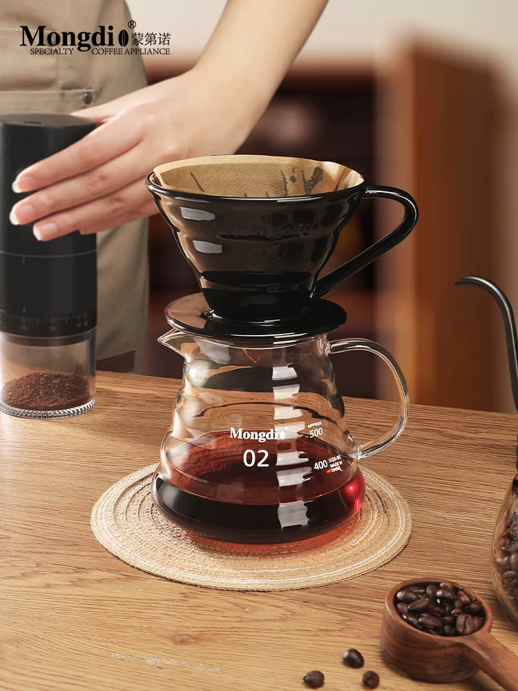 Cốc lọc gốm Mongdio, cốc lọc cà phê kiểu pour-over, phễu lọc V60, bình lọc cà phê, bình chia sẻ cà phê bằng kính