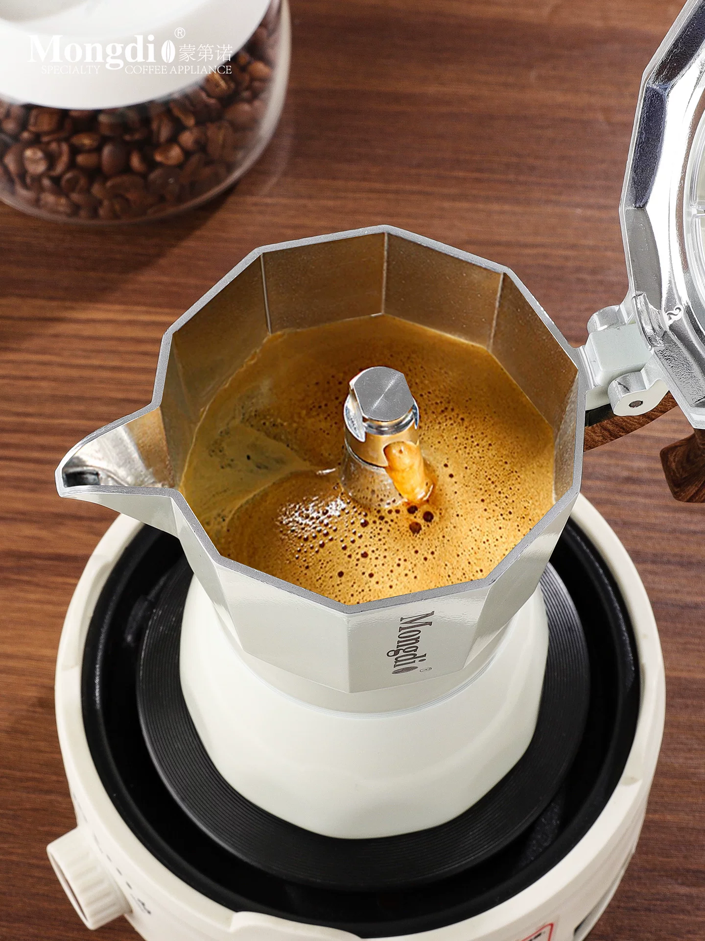 Máy pha cà phê moka pot hai van Mongdio, máy pha cà phê espresso, bộ ấm pha cà phê moka