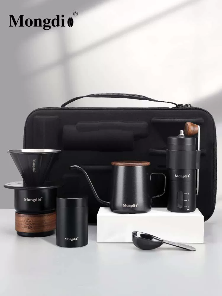 Bộ ấm pha cà phê thủ công Mongdio du lịch ngoài trời cắm trại thiết bị pha cà phê di động máy pha cà phê dụng cụ hộp quà tặng
