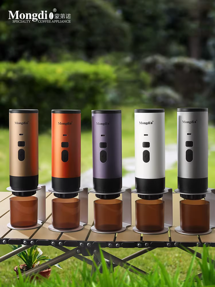 Máy pha cà phê viên nén Mongdio, máy pha cà phê espresso điện cầm tay, máy tách bã cà phê, dùng được cho gia đình và ngoài trời, có chức năng làm nóng.