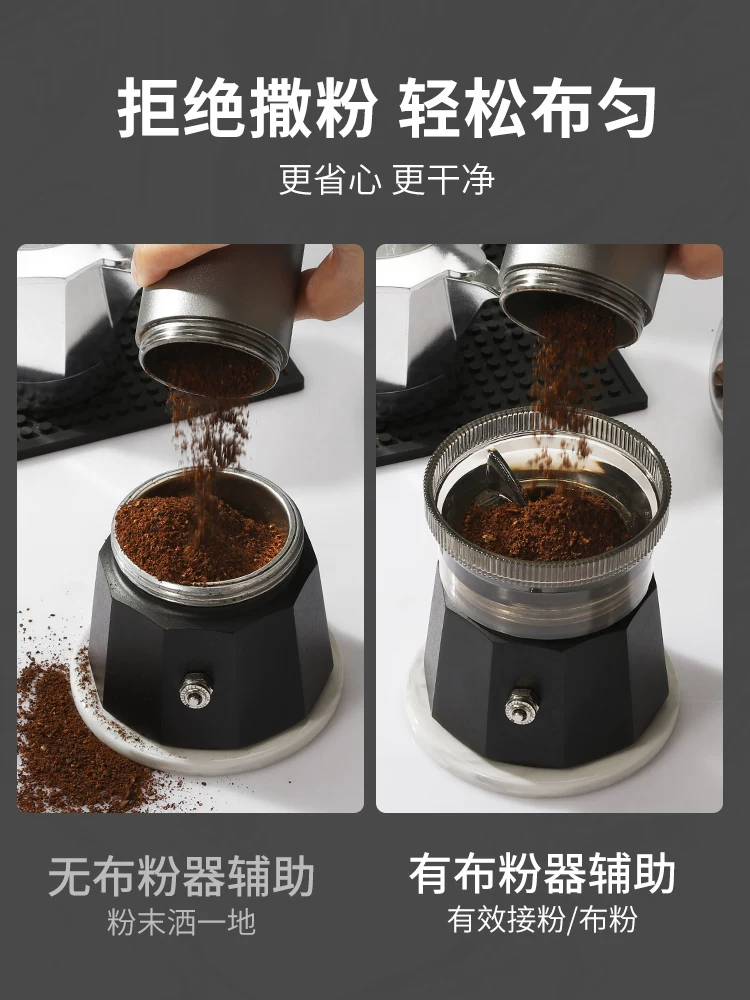Mongdio Moka pot nhà phân phối bột cà phê bình đựng bột cà phê dụng cụ phân phối bột cà phê van đơn van đôi