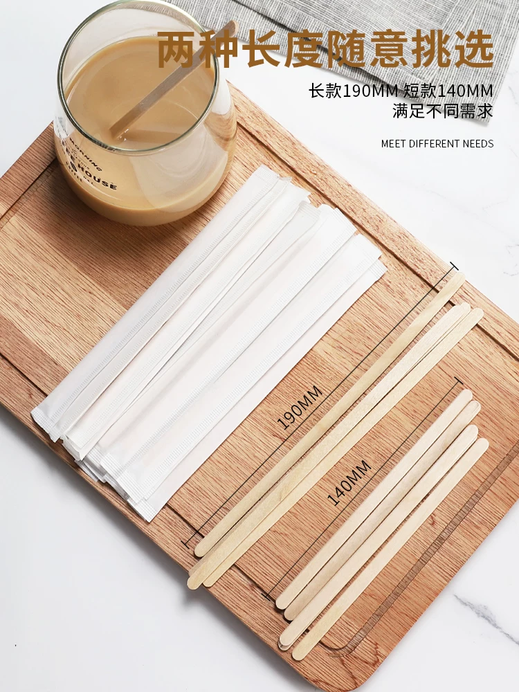Que khuấy cà phê que cà phê bằng gỗ dùng một lần được đóng gói riêng biệt bột sữa que khuấy tay cầm dài đồ uống nóng trà sữa mật ong