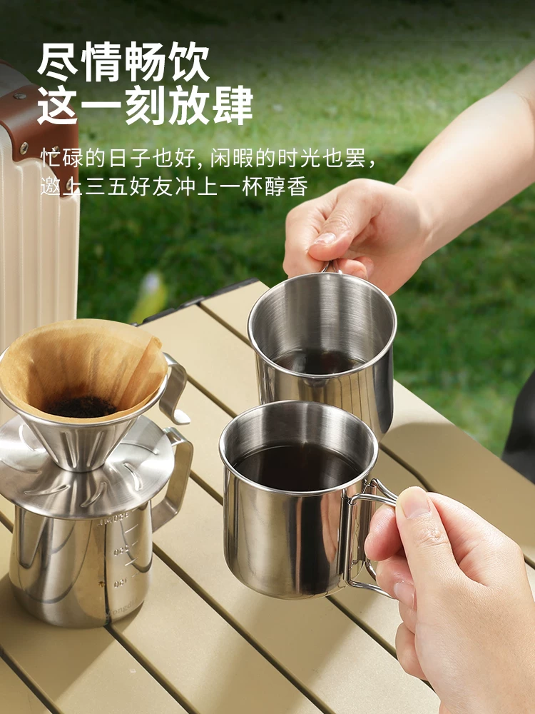 Bộ ấm pha cà phê thủ công Mongdio, máy xay cà phê cầm tay di động, hộp quà tặng, thiết bị cắm trại ngoài trời, đồ dùng du lịch, hộp đựng