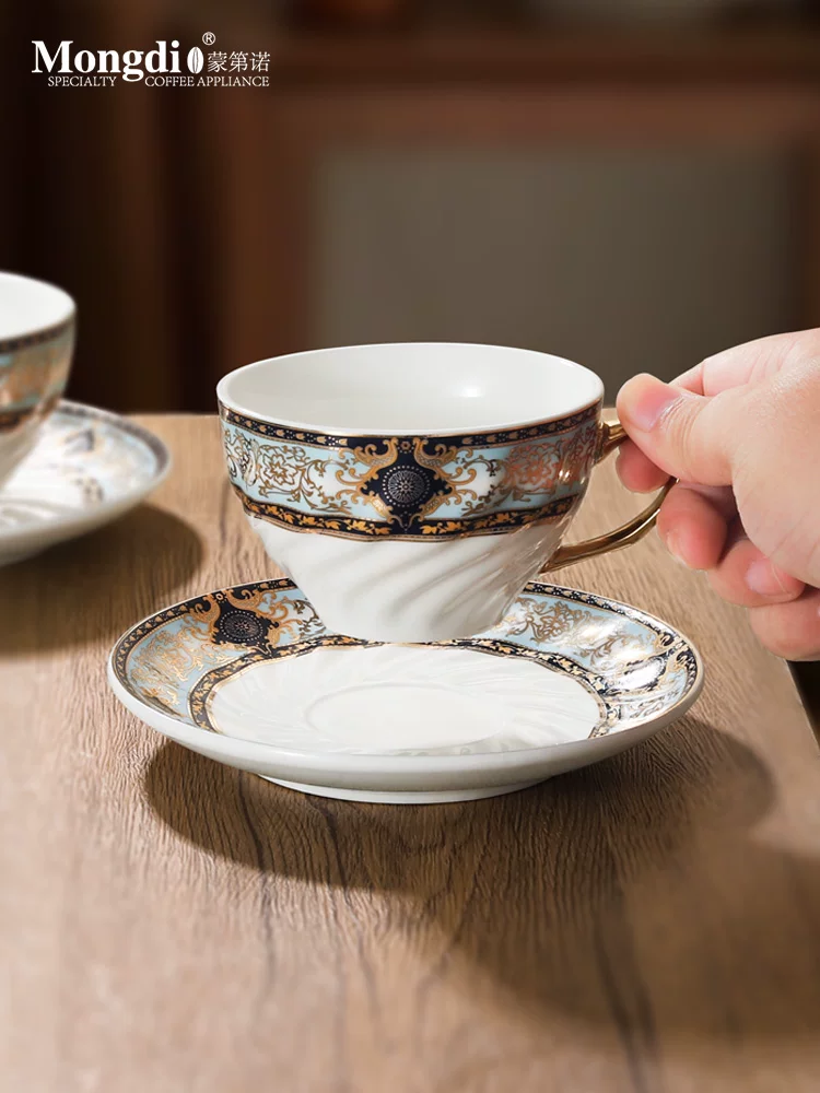 Mongdio gốm sứ cà phê cao cấp tinh tế bộ cốc và đĩa đựng cà phê tại nhà cà phê latte nghệ thuật cốc retro cốc cà phê