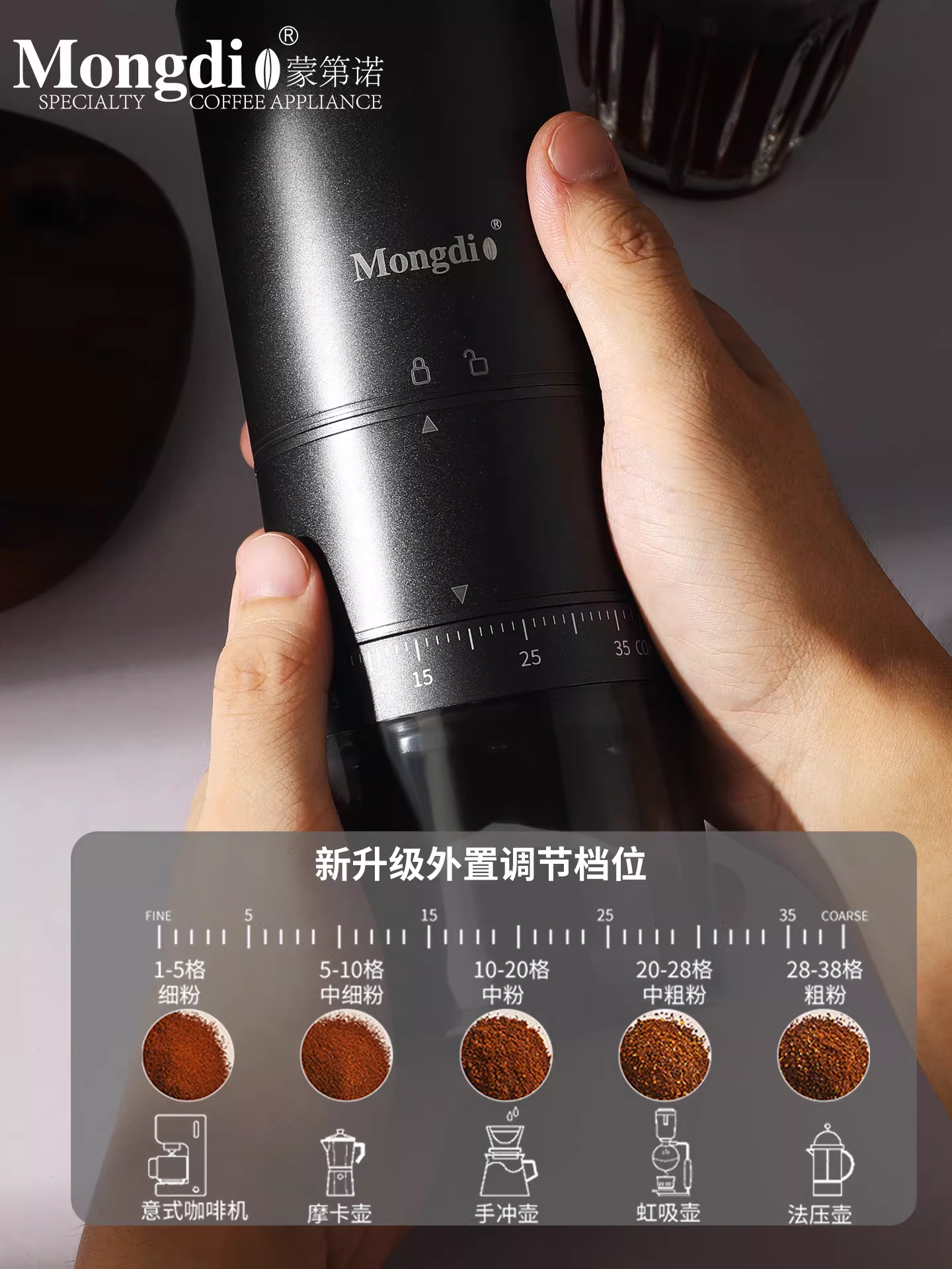 Máy xay cà phê điện Mongdio máy xay cà phê bằng tay máy xay cà phê bằng tay espresso pha cà phê bằng tay máy xay điện