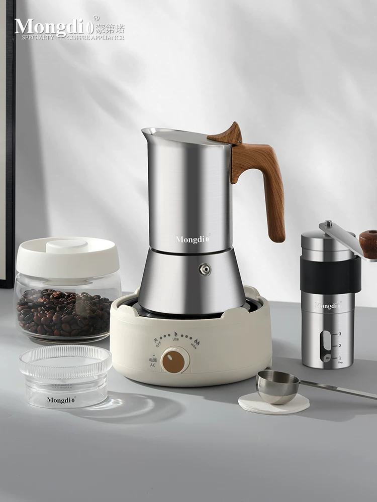Máy pha cà phê bằng thép không gỉ Mongdio Moka, máy pha cà phê espresso, dụng cụ pha cà phê