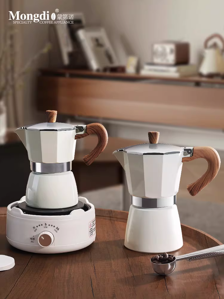 Bộ máy pha cà phê Moka pot Mongdio, máy pha cà phê espresso nhỏ gọn, dụng cụ pha cà phê gia đình, bộ đầy đủ