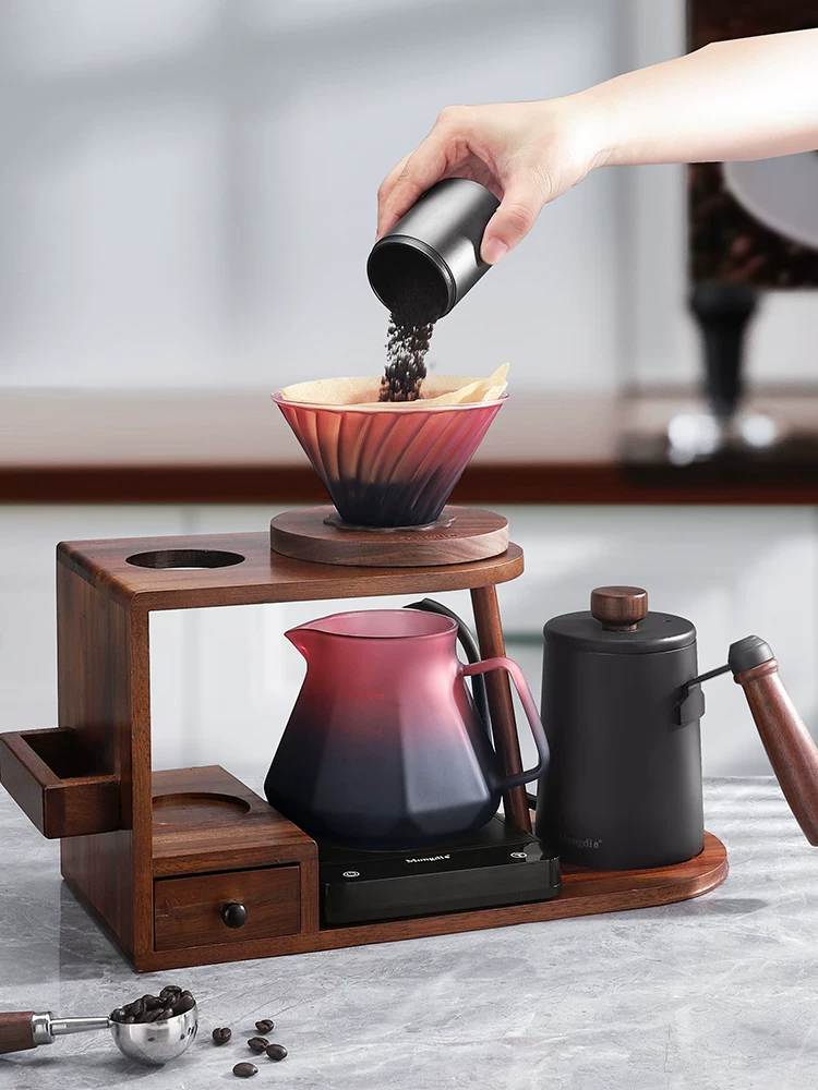Bộ ấm pha cà phê thủ công Mongdio Blackberry, máy xay cà phê bằng tay, thiết bị pha cà phê bằng tay, giá để đồ