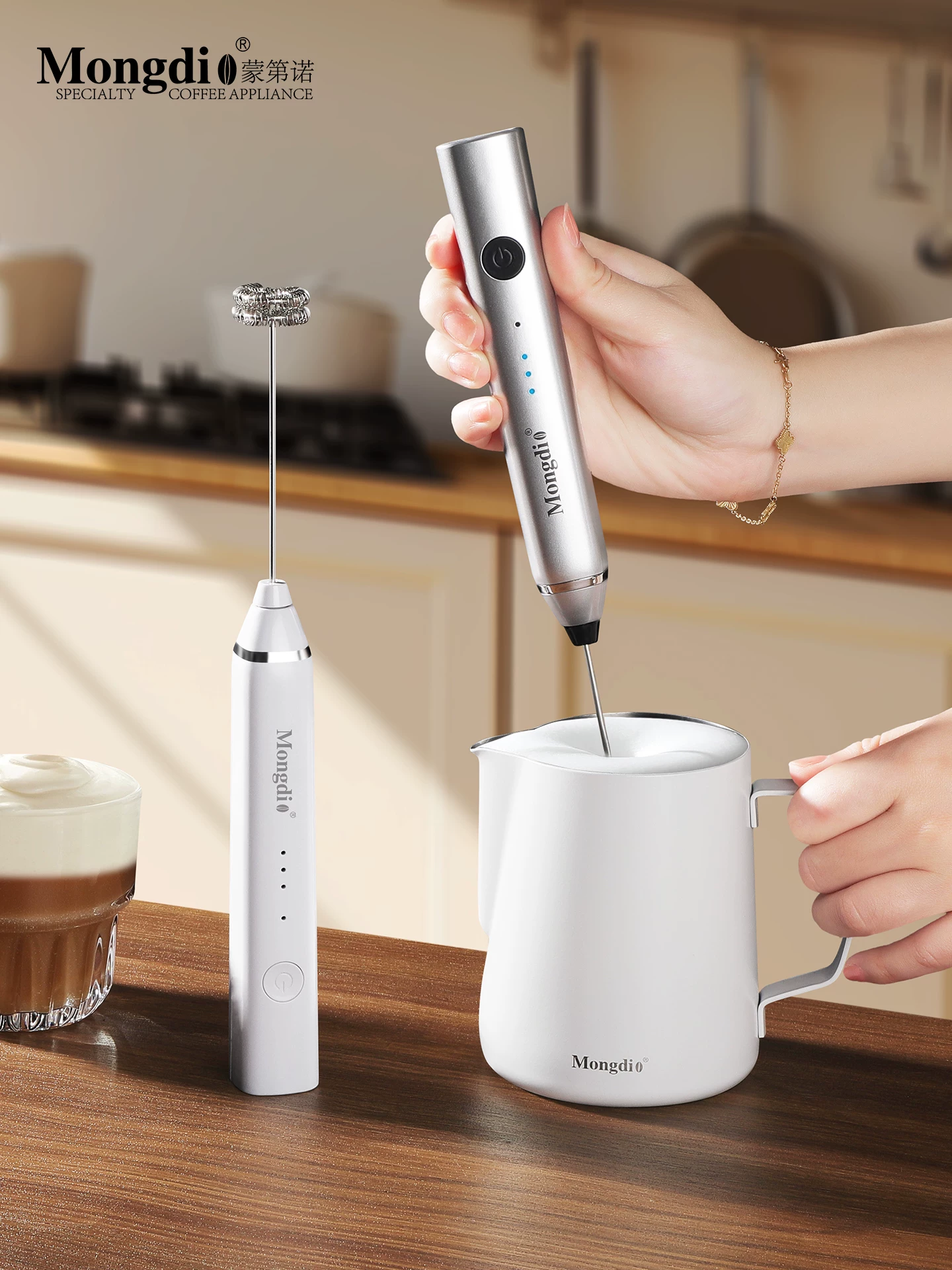 Máy đánh bọt sữa điện Mongdio, máy đánh bọt sữa, máy đánh trứng, máy trộn sữa
