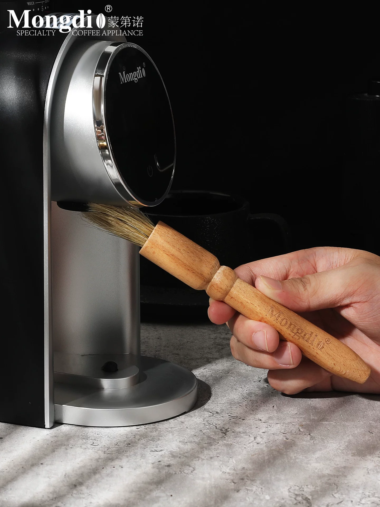 Bàn chải cà phê Mongdio, bàn chải bột cà phê, bàn chải vệ sinh máy pha cà phê, bàn chải vệ sinh bột cà phê, bàn chải quét bột máy xay cà phê