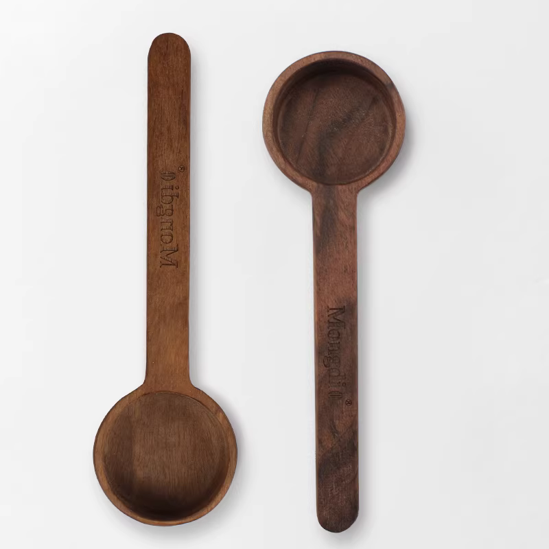 Muỗng đong cà phê Mongdio bằng gỗ nguyên khối, muỗng đong gỗ đào đen, muỗng đong bột cà phê, muỗng định lượng, muỗng đong gram, 10g