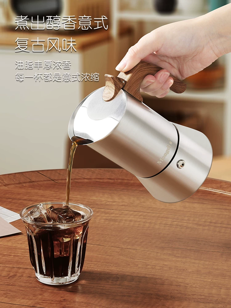 Máy pha cà phê bằng thép không gỉ Mongdio Moka, máy pha cà phê espresso nhỏ gọn cho gia đình, máy pha cà phê espresso kiểu Ý, Moka pot