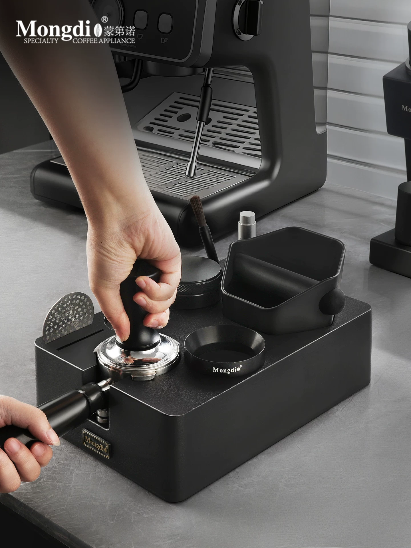 Đế ép cà phê Mongdio, dụng cụ phân phối, hộp đựng bã cà phê, phụ kiện máy pha cà phê, dụng cụ đựng đồ dùng, bộ đầy đủ