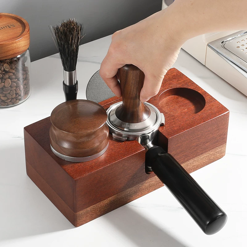 Bộ dụng cụ đầm cà phê Mongdio, máy pha cà phê Ý, dụng cụ phân phối 51/58mm, bộ ba gồm đầm cà phê và búa.