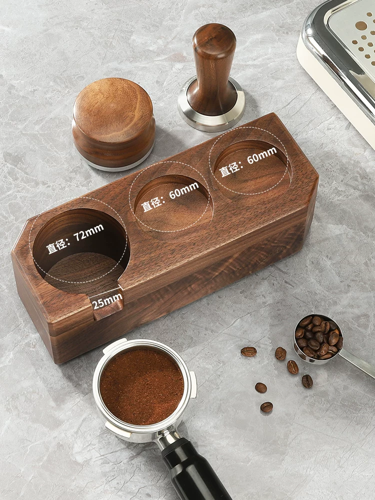 Đế đỡ tamper cà phê bằng gỗ nguyên khối Mongdio, dụng cụ phân phối cà phê espresso, tay cầm 51/58mm