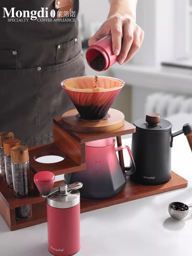 Bộ ấm pha cà phê thủ công Mongdio, giá đựng máy pha cà phê xay bằng tay, bộ dụng cụ pha cà phê thủ công gia dụng đầy đủ