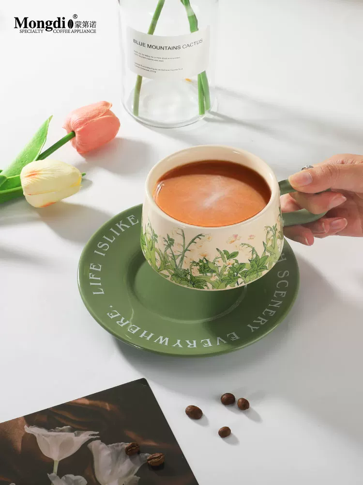 Cốc sứ Mongdio cốc cà phê sang trọng có thể tiếp cận được cốc cổ điển cao cấp của Pháp cốc trà chiều tinh tế cao cấp và đĩa đựng