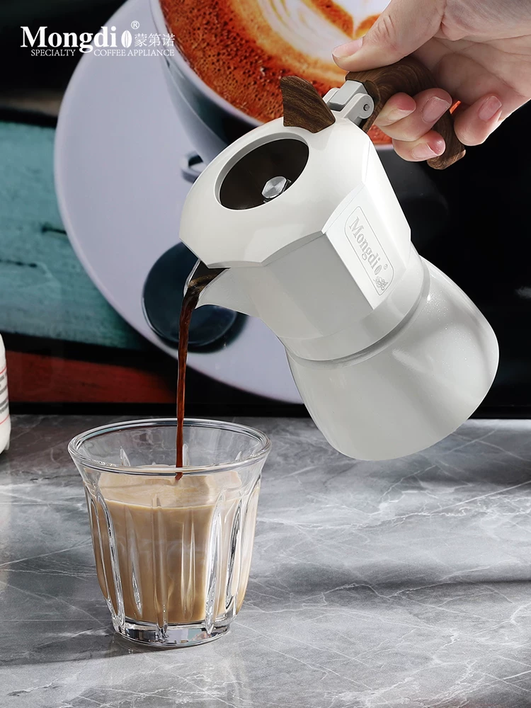 Máy pha cà phê moka pot hai van Mongdio, máy pha cà phê espresso tại nhà, bộ pha cà phê thủ công