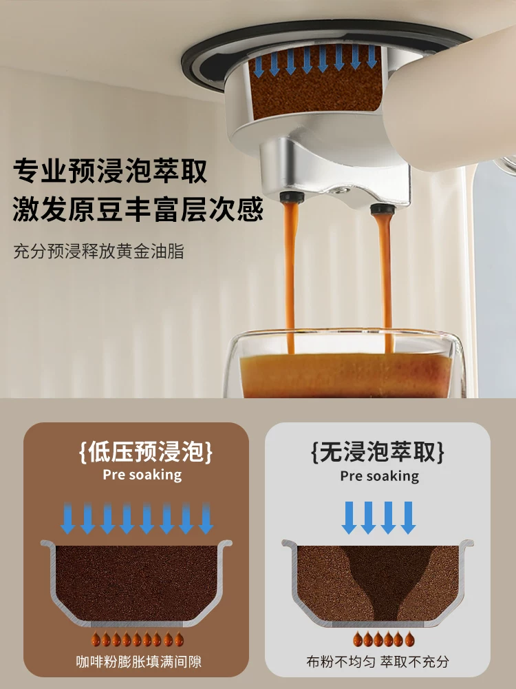 Máy pha cà phê Ý Mongdio dùng trong gia đình, chiết xuất hơi nước áp suất cao bán tự động nhỏ, máy tạo bọt sữa mini cô đặc.