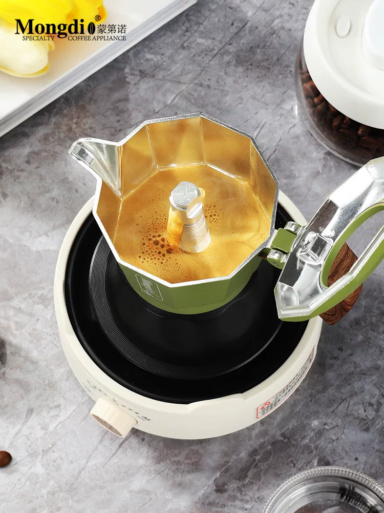 Máy pha cà phê moka pot hai van Mongdio, máy pha cà phê espresso nhỏ gia dụng, máy pha cà phê Ý, bộ máy pha cà phê moka pot